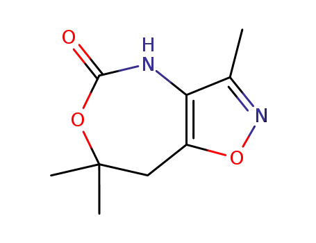 Molecular Structure of 77931-65-8 (Isoxazolo[4,5-d][1,3]oxazepin-5(4H)-one, 7,8-dihydro-3,7,7-trimethyl- (9CI))