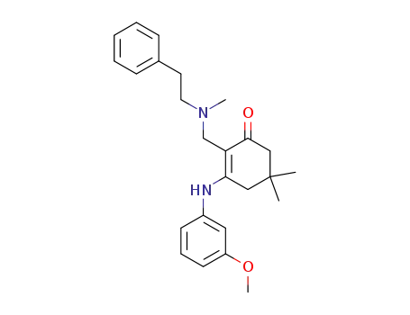 Molecular Structure of 78150-06-8 (3-[(3-methoxyphenyl)amino]-5,5-dimethyl-2-{[methyl(2-phenylethyl)amino]methyl}cyclohex-2-en-1-one)
