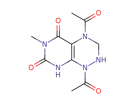 Molecular Structure of 78105-49-4 (Pyrimido[5,4-e]-1,2,4-triazine-5,7(1H,6H)-dione,  1,4-diacetyl-2,3,4,8-tetrahydro-6-methyl-)
