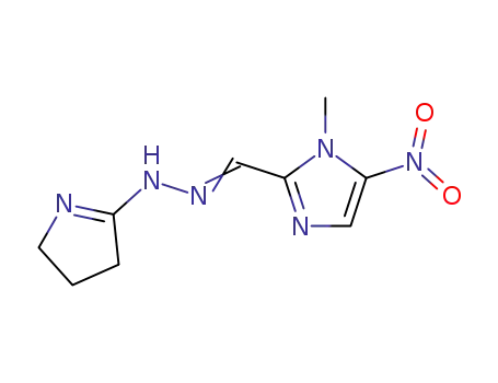 Molecular Structure of 78205-24-0 (2-{(E)-[2-(3,4-dihydro-2H-pyrrol-5-yl)hydrazinylidene]methyl}-1-methyl-5-nitro-1H-imidazole)