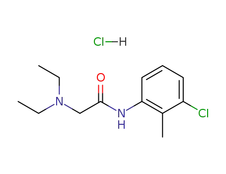 Molecular Structure of 77966-46-2 (2-[(3-chloro-2-methylphenyl)amino]-N,N-diethyl-2-oxoethanaminium chloride)