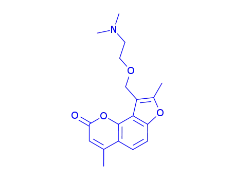 Molecular Structure of 78560-66-4 (9-{[2-(dimethylamino)ethoxy]methyl}-4,8-dimethyl-2H-furo[2,3-h]chromen-2-one)