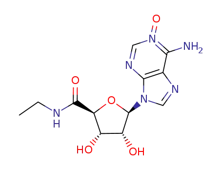 Molecular Structure of 72209-27-9 ((2S,3S,4R,5R)-N-ethyl-3,4-dihydroxy-5-(1-hydroxy-6-imino-purin-9-yl)ox olane-2-carboxamide)