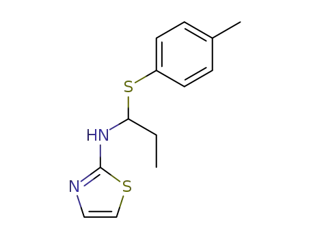 Molecular Structure of 78508-31-3 (2-Thiazolamine, N-[1-[(4-methylphenyl)thio]propyl]-)
