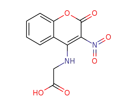 Molecular Structure of 78795-04-7 ((3-NITRO-2-OXO-2 H-CHROMEN-4-YLAMINO)-ACETIC ACID)