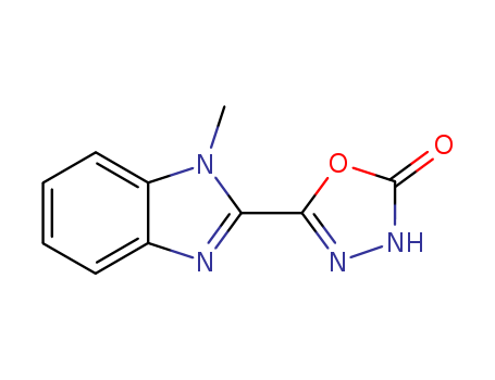 78620-28-7,5-(1-methyl-1H-benzimidazol-2-yl)-1,3,4-oxadiazol-2(3H)-one,1-Methyl-2-(1,3,4-oxadiazol-2(3H)-one-5-yl)benzimidazole;1-Methyl-2-(2-oxo-3H-1,3,4-oxadiazol-5-yl)-benzimidazole;5-(1-Methyl-1H-benzoimidazol-2-yl)-3H-[1,3,4]oxadiazol-2-one;