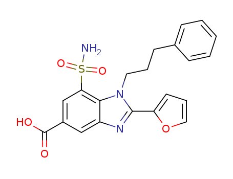 72020-36-1,2-furan-2-yl-1-(3-phenylpropyl)-7-sulfamoyl-1H-benzimidazole-5-carboxylic acid,