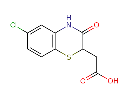 Molecular Structure of 7190-20-7 ((6-CHLORO-3-OXO-3,4-DIHYDRO-2H-1,4-BENZOTHIAZIN-2-YL)ACETIC ACID)