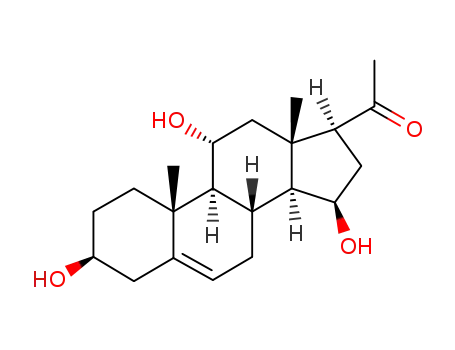 Molecular Structure of 78806-45-8 (3 beta,11 alpha,15 beta-trihydroxy-5-pregnen-20-one)