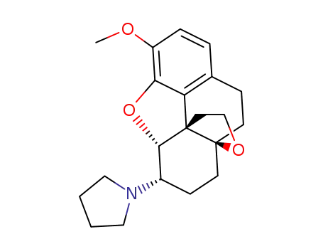 Molecular Structure of 7236-07-9 (Pyrrolidine,1-[4a,5,6,7,8,9-hexahydro-3-methoxy-7a,9c-(epoxyethano)phenanthro[4,5-bcd]furan-5-yl]-,stereoisomer (8CI))