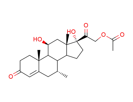 Molecular Structure of 7247-98-5 ((7beta,11beta)-11,17-dihydroxy-7-methyl-3,20-dioxopregn-4-en-21-yl acetate)