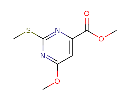 Molecular Structure of 7249-19-6 (methyl 6-methoxy-2-methylsulfanyl-pyrimidine-4-carboxylate)
