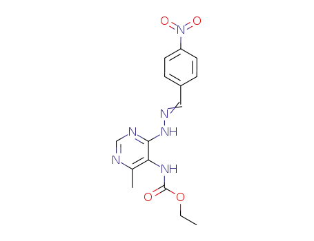 Molecular Structure of 7252-79-1 (ethyl {4-methyl-6-[(2E)-2-(4-nitrobenzylidene)hydrazinyl]pyrimidin-5-yl}carbamate)