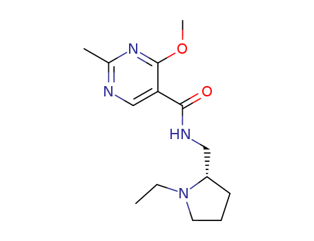 84332-41-2,5-Pyrimidinecarboxamide, N-((1-ethyl-2-pyrrolidinyl)methyl)-4-methoxy- 2-methyl-, (R)-(+)-,5-Pyrimidinecarboxamide, N-((1-ethyl-2-pyrrolidinyl)methyl)-4-methoxy- 2-methyl-, (R)-(+)-