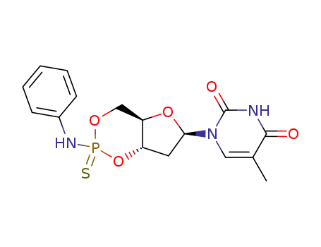 Molecular Structure of 73098-25-6 (5-methyl-1-[(2R)-2-(phenylamino)-2-sulfidotetrahydro-4H-furo[3,2-d][1,3,2]dioxaphosphinin-6-yl]pyrimidine-2,4(1H,3H)-dione)