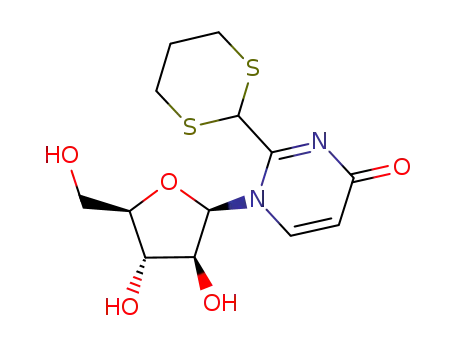 Molecular Structure of 73080-24-7 (1-[3,4-dihydroxy-5-(hydroxymethyl)oxolan-2-yl]-2-(1,3-dithian-2-yl)pyr imidin-4-one)