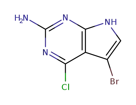 Molecular Structure of 873792-87-1 (5-BROMO-4-CHLORO-1H-PYRROLO[2,3-D]PYRIMIDIN-2-AMINE)