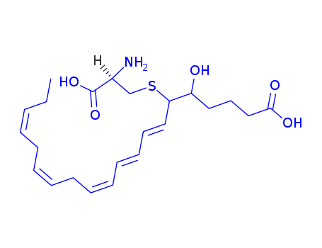 79695-14-0,leukotriene E5,7,9,11,14,17-Eicosapentaenoicacid, 6-[(2-amino-2-carboxyethyl)thio]-5-hydroxy-,[5S-[5R*,6S*(S*),7E,9E,11Z,14Z,17Z]]-; 17,18-Dehydro-LTE4; LTE5; Leukotriene E5