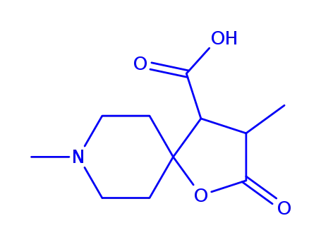 Molecular Structure of 801205-46-9 (1-Oxa-8-azaspiro[4.5]decane-4-carboxylicacid,3,8-dimethyl-2-oxo-(8CI))