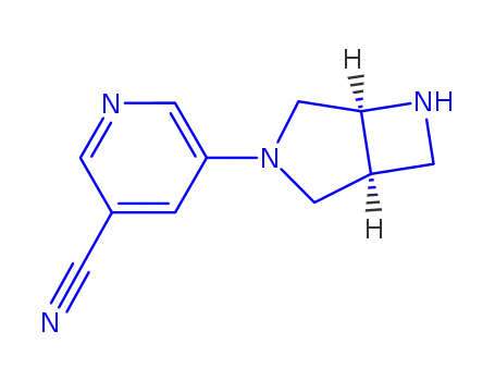 Molecular Structure of 799279-93-9 (3-Pyridinecarbonitrile,5-(1S,5S)-3,6-diazabicyclo[3.2.0]hept-3-yl-(9CI))