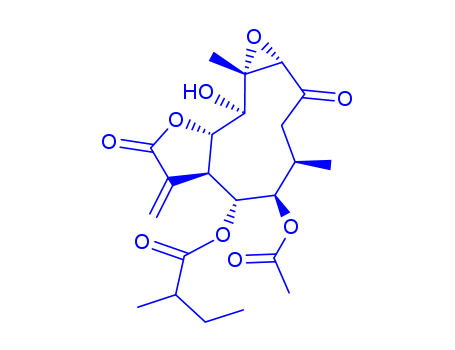 Butanoic acid,2-methyl-,5-(acetyloxy)dodecahydro-10-hydroxy-4,10a-dimethyl-7-methylene-2,8-dioxooxireno[8,9]cyclodeca[1,2-b]furan-6-ylester cas  80453-75-4