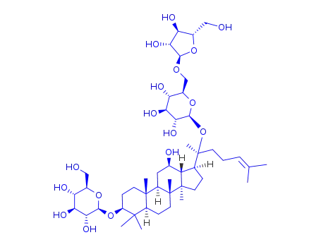 Molecular Structure of 88105-29-7 (b-D-Glucopyranoside, (3b,12b)-3-(b-D-glucopyranosyloxy)-12-hydroxydammar-24-en-20-yl 6-O-a-L-arabinofuranosyl-)