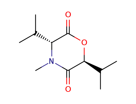 Molecular Structure of 812788-74-2 (2,5-Morpholinedione,4-methyl-3,6-bis(1-methylethyl)-,(3R,6S)-(9CI))