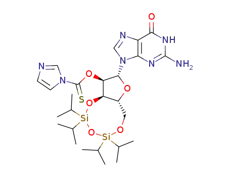 Molecular Structure of 88183-80-6 (Guanosine, 3',5'-O-[1,1,3,3-tetrakis(1-methylethyl)-1,3-disiloxanediyl]-,
2'-(1H-imidazole-1-carbothioate))