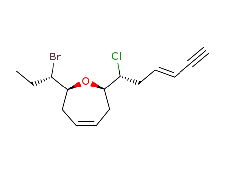 Molecular Structure of 81053-29-4 ((2S,7R)-7-[(1R,3E)-1-Chloro-5-hexyn-3-enyl]-2-[(R)-1-bromopropyl]-1-oxacyclohepta-4-ene)