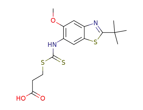 Propanoic acid, 3-((((2-(1,1-dimethylethyl)-5-methoxy-6-benzothiazolyl)amino)thioxomethyl)thio)-