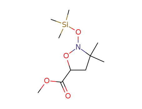 Molecular Structure of 55134-77-5 (5-Isoxazolidinecarboxylic acid, 3,3-dimethyl-2-[(trimethylsilyl)oxy]-,
methyl ester)