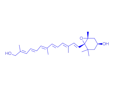 Molecular Structure of 80952-82-5 ((3S,5R,6S)-5,6-Epoxy-5,6-dihydro-12'-apo-β,ψ-carotene-3,12'-diol)
