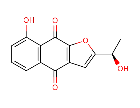 Molecular Structure of 139067-69-9 (Naphtho[2,3-b]furan-4,9-dione, 8-hydroxy-2-(1-hydroxyethyl)-, (R)-)