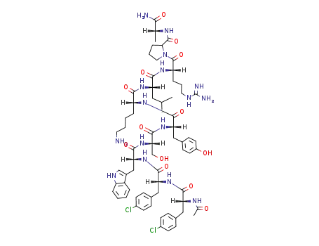 Molecular Structure of 81608-50-6 (GnRH, Ac(4-Cl-Phe(1,2)-Trp(3)-Tyr(5)-Lys(6)-Ala(10))-)