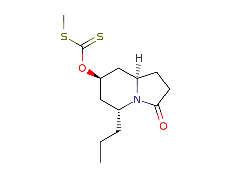 Molecular Structure of 82979-14-4 (S-methyl O-[(5R,7R,8aR)-3-oxo-5-propyloctahydroindolizin-7-yl] carbonodithioate)