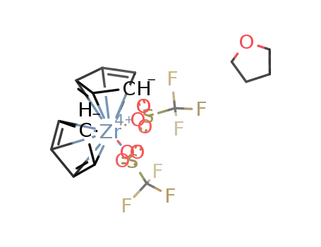 Molecular Structure of 89672-77-5 (BIS(CYCLOPENTADIENYL)ZIRCONIUM BIS(TRIFLUOROMETHANESULFONATE)TETRAHYDROFURAN ADDUCT)