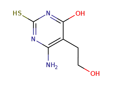 Molecular Structure of 89598-68-5 (6-amino-5-(2-hydroxyethyl)-2-thioxo-2,3-dihydropyrimidin-4(1H)-one)