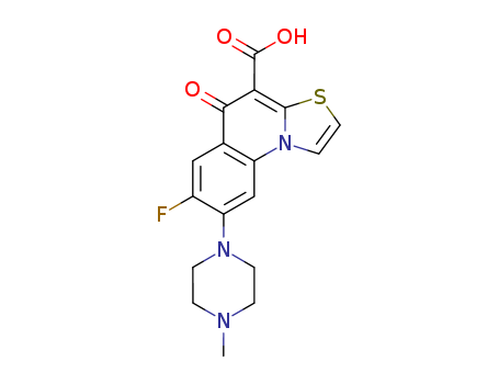 84339-00-4,5H-Thiazolo(3,2-a)quinoline-4-carboxylic acid, 7-fluoro-8-(4-methyl-1- piperazinyl)-5-oxo-,5H-Thiazolo(3,2-a)quinoline-4-carboxylic acid, 7-fluoro-8-(4-methyl-1- piperazinyl)-5-oxo-