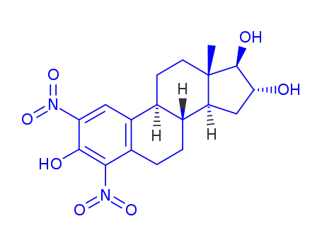 Molecular Structure of 84605-03-8 ((8S,9S,13S,14S,16R,17R)-13-methyl-2,4-dinitro-6,7,8,9,11,12,14,15,16,1 7-decahydrocyclopenta[a]phenanthrene-3,16,17-triol)