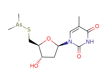 Molecular Structure of 84364-97-6 (1-[2-deoxy-5-S-(dimethylarsanyl)-5-thiopentofuranosyl]-5-methylpyrimidine-2,4(1H,3H)-dione)