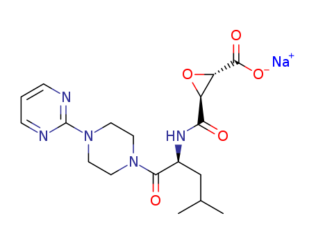 Oxiranecarboxylic acid, 3-(((3-methyl-1-((4-(2-pyrimidinyl)-1-piperazi nyl)carbonyl)butyl)amino)carbonyl)-, monosodium salt, (2S-(2-alpha,3-b eta(R*)))-(84518-86-5)
