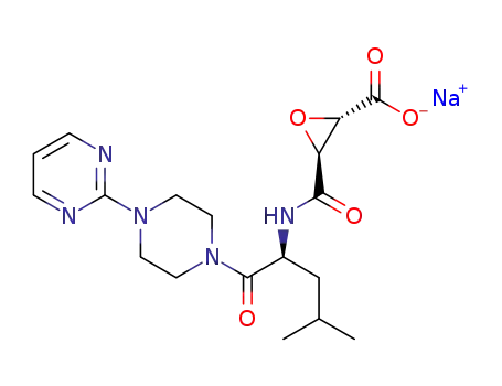 Molecular Structure of 84518-86-5 (Oxiranecarboxylic acid, 3-(((3-methyl-1-((4-(2-pyrimidinyl)-1-piperazi nyl)carbonyl)butyl)amino)carbonyl)-, monosodium salt, (2S-(2-alpha,3-b eta(R*)))-)