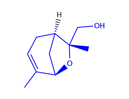 Molecular Structure of 84453-40-7 ((1R,5R,7R)-4,7-Dimethyl-6-oxabicyclo[3.2.1]oct-3-ene-7-methanol)