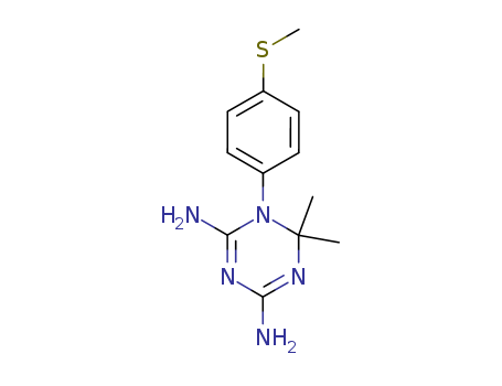 90-07-3,6,6-dimethyl-1-[4-(methylsulfanyl)phenyl]-1,6-dihydro-1,3,5-triazine-2,4-diamine,6,6-dimethyl-1-(4-methylsulfanyl-phenyl)-1,6-dihydro-[1,3,5]triazine-2,4-diyldiamine;6,6-Dimethyl-1-(4-methylsulfanyl-phenyl)-1,6-dihydro-[1,3,5]triazine-2,4-diamine;6,6-Dimethyl-1-(4-methylmercapto-phenyl)-1,6-dihydro-[1,3,5]triazin-2,4-diyldiamin;