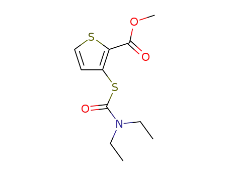 Molecular Structure of 90033-61-7 (2-Thiophenecarboxylic acid, 3-[[(diethylamino)carbonyl]thio]-, methyl
ester)