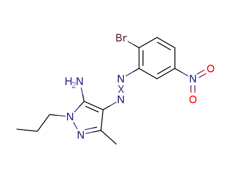 Molecular Structure of 89969-59-5 (5-amino-4-({2-bromo-5-nitrophenyl}diazenyl)-3-methyl-1-propyl-1H-pyrazole)