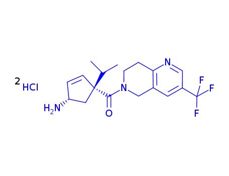Molecular Structure of 851916-40-0 (((1S,4S)-4-aMino-1-isopropylcyclopent-2-enyl)(3-(trifluoroMethyl)-7,8-dihydro-1,6-naphthyridin-6(5H)-yl)Methanone)
