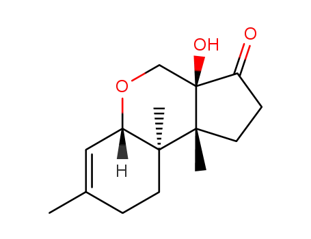 Molecular Structure of 90044-34-1 ((3aS)-1,3a,4,5aα,8,9,9a,9b-Octahydro-3aα-hydroxy-7,9aβ,9bα-trimethylcyclopenta[c][1]benzopyran-3(2H)-one)