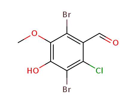 Molecular Structure of 90001-46-0 (2,5-dibromo-6-chloro-4-hydroxy-3-methoxybenzaldehyde)