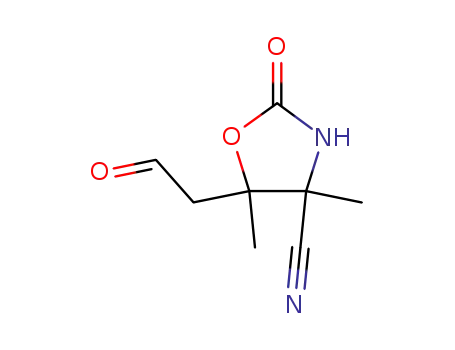 Molecular Structure of 90007-50-4 (5-Oxazolidineacetaldehyde,4-cyano-4,5-dimethyl-2-oxo-(7CI))